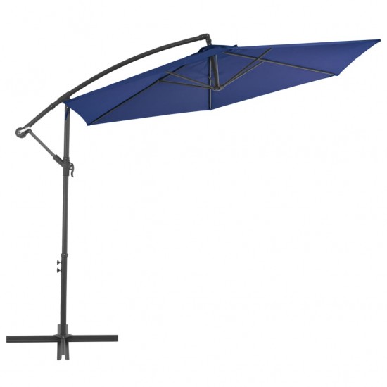 Gembės formos skėtis su aliuminio stulpu, mėlynas, 300cm