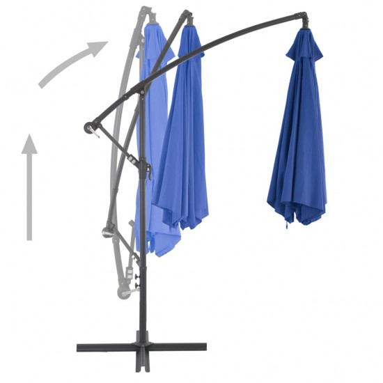 Gembės formos skėtis su aliuminio stulpu, mėlynas, 300cm
