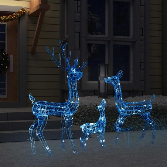 Kalėdinė dekoracija elnių šeima, akrilas, 300 mėlynų LED