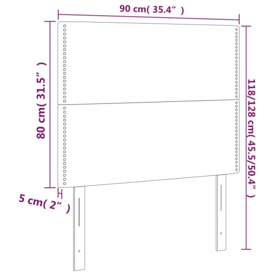 Galvūgalis su LED, taupe spalvos, 90x5x118/128cm, audinys