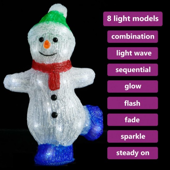 Akrilinė kalėdinė LED dekoracija sniego senis, 30cm