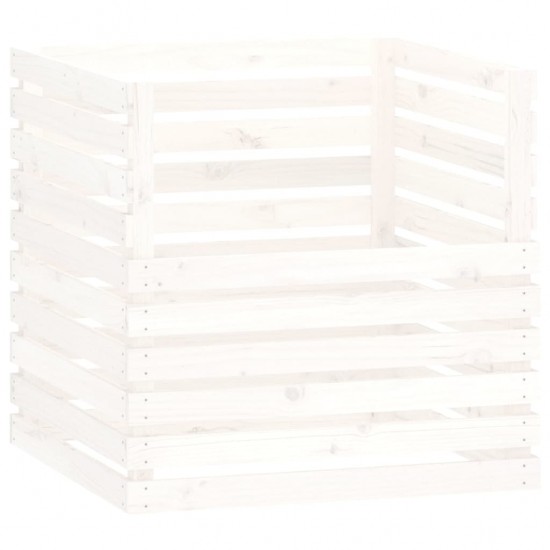 Komposto dėžė, balta, 80x80x78cm, pušies medienos masyvas