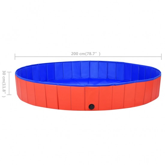 Sulankstomas baseinas šunims, raudonos spalvos, 200x30cm, PVC