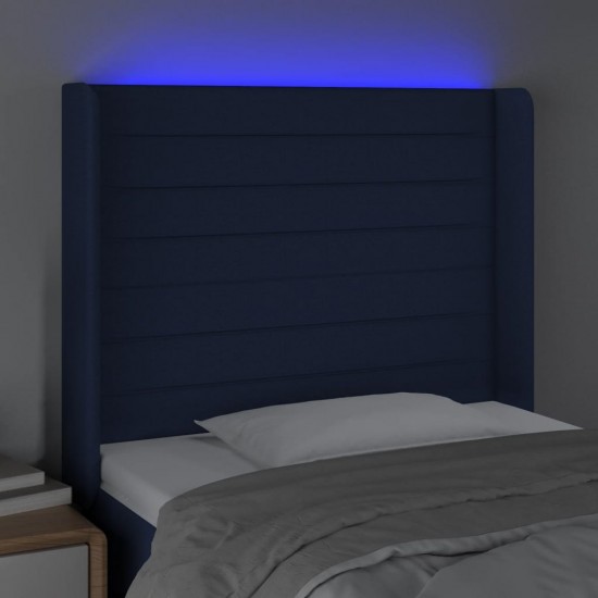 Galvūgalis su LED, mėlynos spalvos, 103x16x118/128cm, audinys