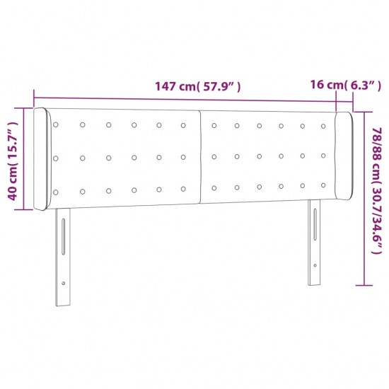 Galvūgalis su LED, mėlynos spalvos, 147x16x78/88cm, audinys