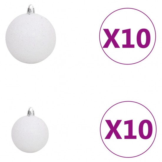 Dirbtinė Kalėdų eglutė su LED ir žaisliukais, balta, 240cm