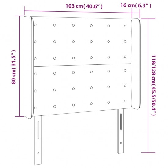 Galvūgalis su LED, mėlynos spalvos, 103x16x118/128cm, audinys