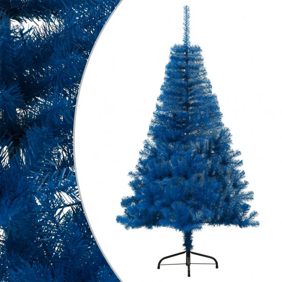 Dirbtinė pusinė Kalėdų eglutė su stovu, mėlyna, 150cm, PVC