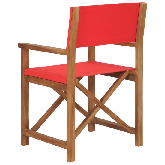 Režisieriaus kėdės, 2vnt., raudonos, tikmedžio medienos masyvas