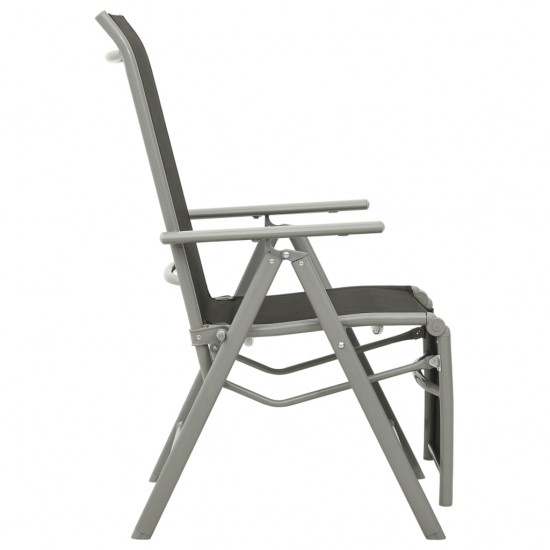 Sodo kėdės, 2vnt., sidabrinės, tekstilenas ir aliuminis
