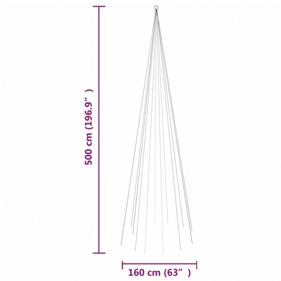 Kalėdų eglutė ant vėliavos stiebo, 500cm, 732 šiltos baltos LED