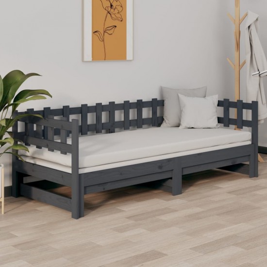 Ištraukiama lova, pilka, 2x(90x190)cm, pušies medienos masyvas