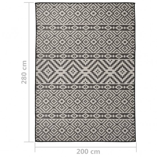 Lauko kilimėlis, juodos spalvos, 200x280cm, plokščio pynimo