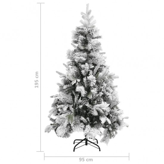 Kalėdų eglutė su sniegu/kankorėžiais, 195cm, PVC ir PE