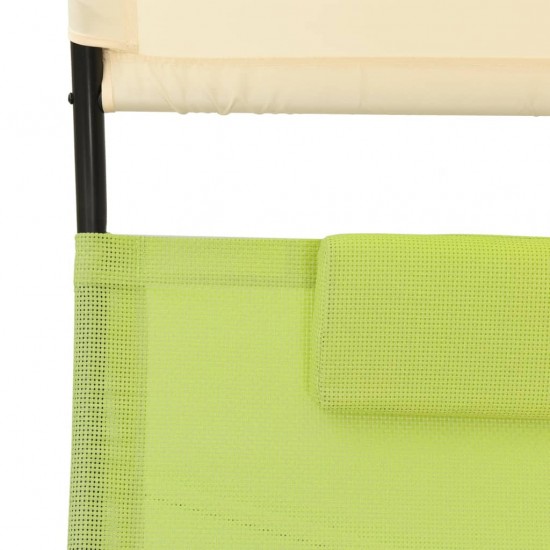 Dvivietis saulės gultas, žalias ir kreminis, tekstilenas