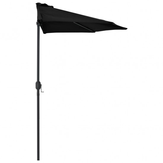 Balkono skėtis su aliuminiu stulpu, juodas, 270x144x222cm