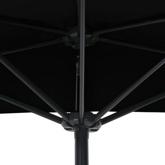 Balkono skėtis su aliuminiu stulpu, juodas, 270x144x222cm
