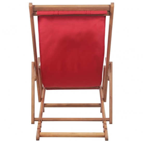 Sulankstoma paplūdimio kėdė, audinys ir medinis rėmas, raudona