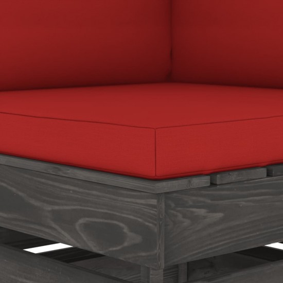 Modulinė kampinė sofa su pagalvėmis, pilkai impregnuota mediena
