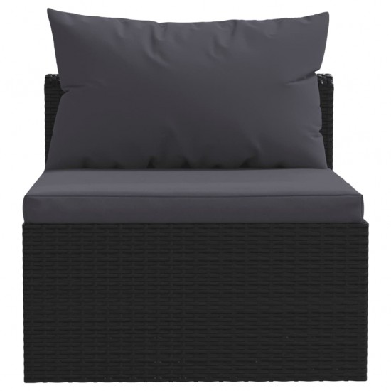 Sodo baldų komplektas su pagalvėlėmis, 5 dalių, juodas, ratanas