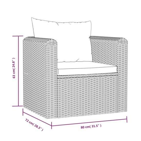 Vienvietė sofa su pagalvėlėmis, juodos spalvos, poliratanas