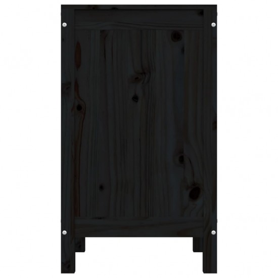 Skalbinių dėžė, juoda, 44x44x76cm, pušies medienos masyvas