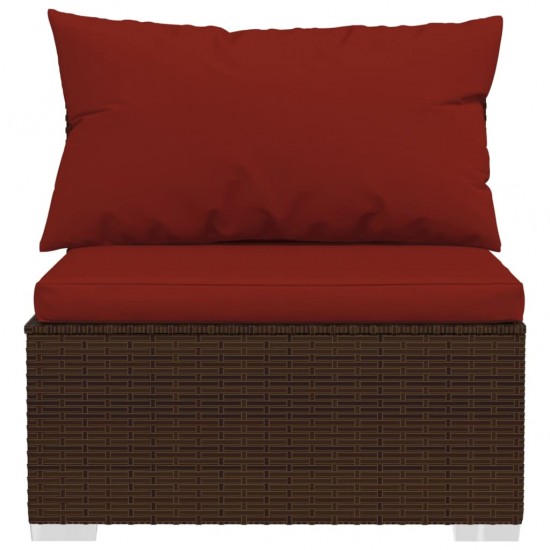 Keturvietė sofa su pagalvėlėmis, rudos spalvos, poliratanas