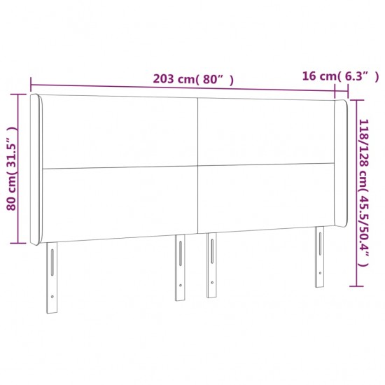 Galvūgalis su LED, kapučino spalvos, 203x16x118/128cm