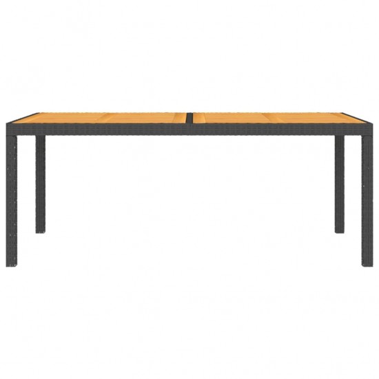 Sodo stalas, juodas, 150x90x75cm, poliratanas ir akacija