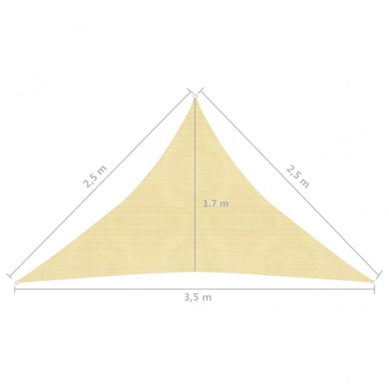 Uždanga nuo saulės, smėlio spalvos, 2,5x2,5x3,5m, HDPE, 160g/m²