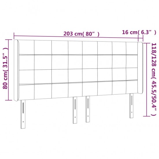 Galvūgalis su LED, rožinės spalvos, 203x16x118/128cm, aksomas