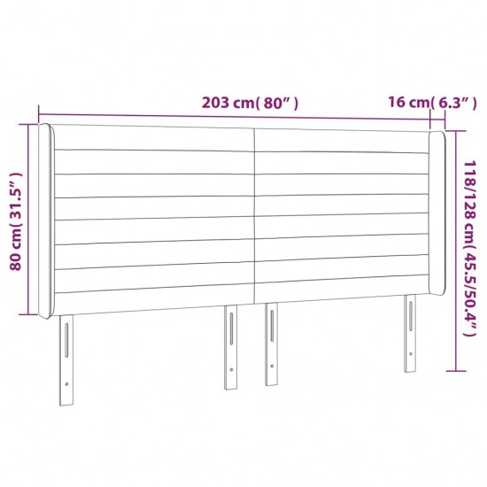 Galvūgalis su LED, juodos spalvos, 203x16x118/128cm, audinys