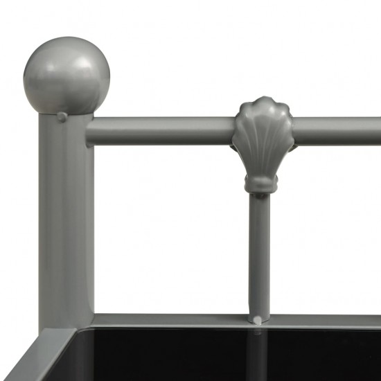 Naktinė spintelė, pilka/juoda, 45x34,5x60,5cm, metalas/stiklas