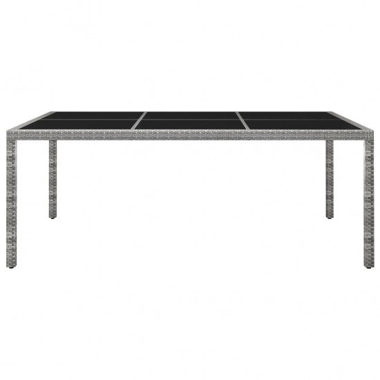 Lauko valgomojo stalas, pilkas, 200x150x74cm, poliratanas