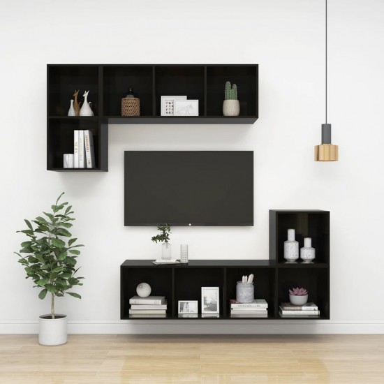Sieninė TV spintelė, ypač juoda, 37x37x72 cm, MDP