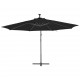 Gembės formos skėtis su aliuminio stulpu, juodos spalvos, 350cm