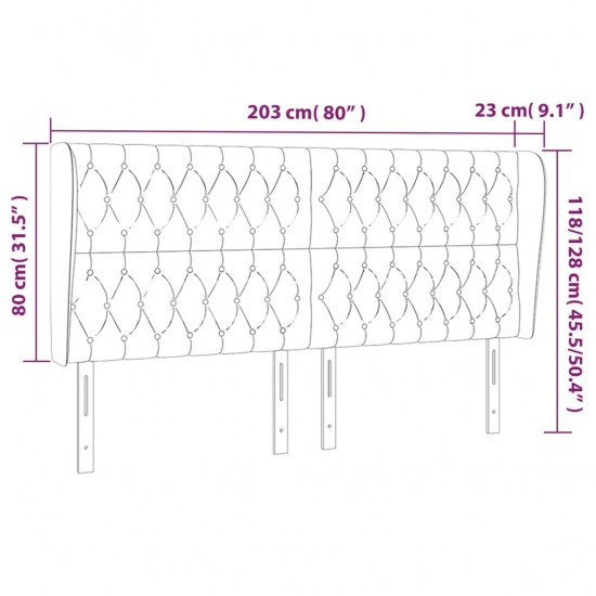 Galvūgalis su auselėmis, taupe, 203x23x118/128cm, audinys