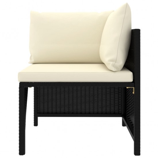 Modulinė kampinė sofa su pagalvėlėmis, juoda, poliratanas