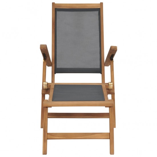 Terasos kėdė su pakoja, juodos spalvos, tikmedžio masyvas