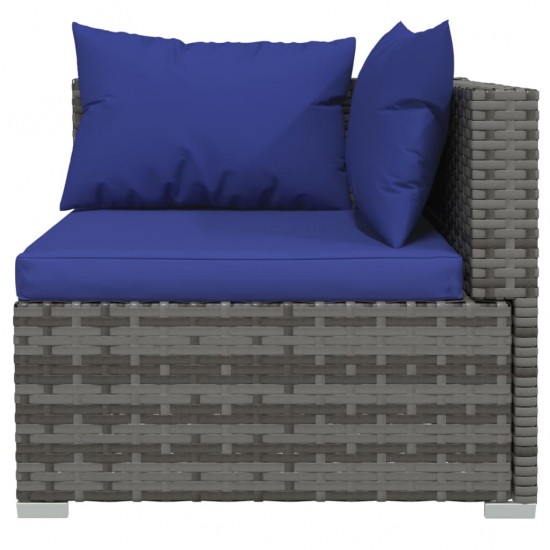 Dvivietė sofa su pagalvėlėmis, pilkos spalvos, poliratanas