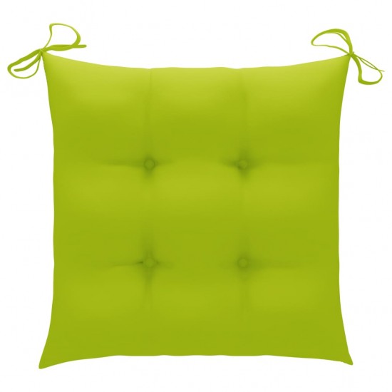 Sodo kėdės su šviesiai žaliomis pagalvėlėmis, 4vnt., tikmedis