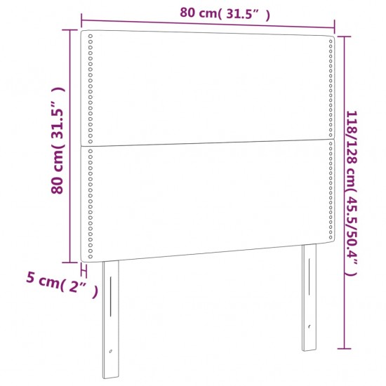 Galvūgalis su LED, šviesiai pilkas, 80x5x118/128cm, aksomas