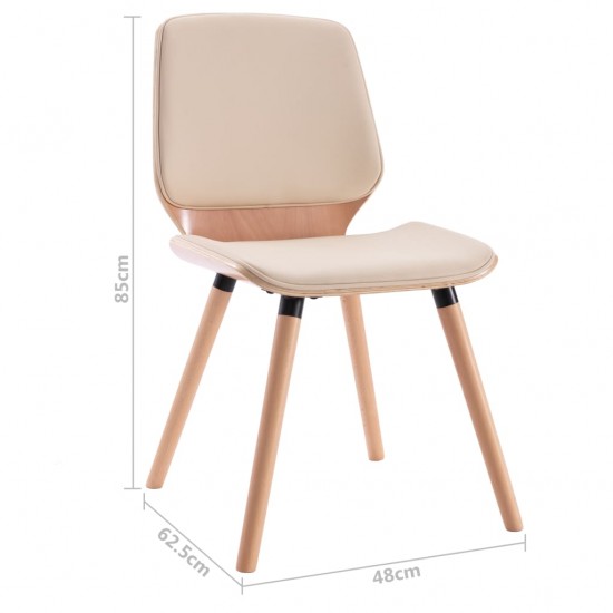 Valgomojo kėdės, 2vnt., kreminės spalvos, dirbtinė oda