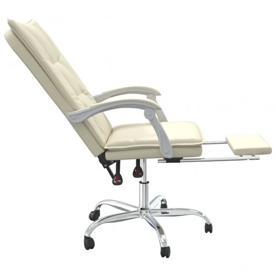 Atlošiama biuro kėdė, kreminės spalvos, dirbtinė oda