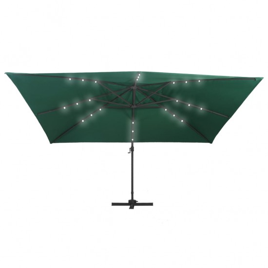 Gembinis skėtis su LED/aliuminio stulpu, žalias, 400x300cm