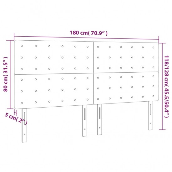 Galvūgalis su LED, šviesiai pilkas, 180x5x118/128cm, audinys