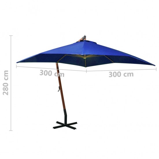 Kabantis skėtis su stulpu, tamsiai mėlynas, 3x3m, eglės masyvas