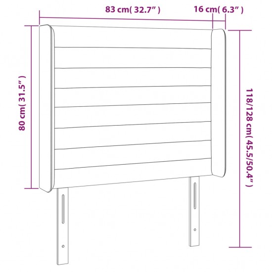 Galvūgalis su LED, tamsiai pilkas, 83x16x118/128cm, audinys