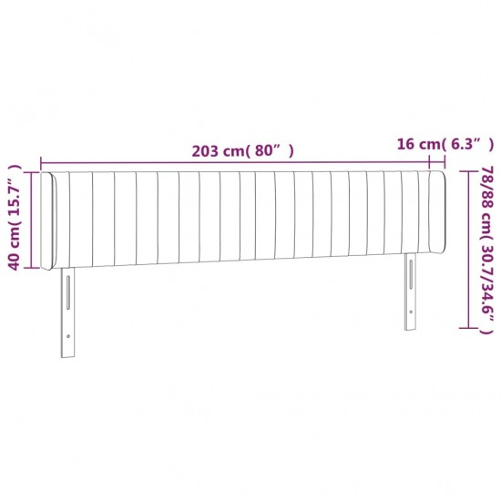 Galvūgalis su LED, mėlynos spalvos, 203x16x78/88cm, audinys