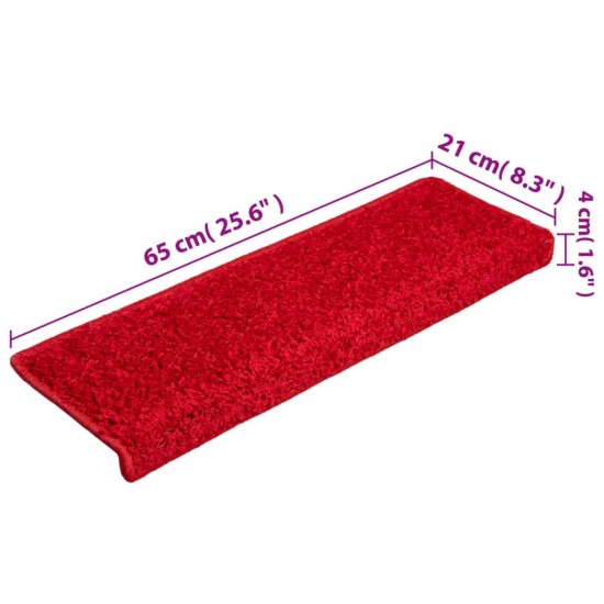 Laiptų kilimėliai, 10vnt., raudonos spalvos, 65x21x4cm